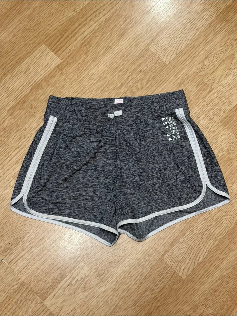 Justice Girls Heather Gray Athletic Dolphin Shorts Contrast Trim XL 16/18